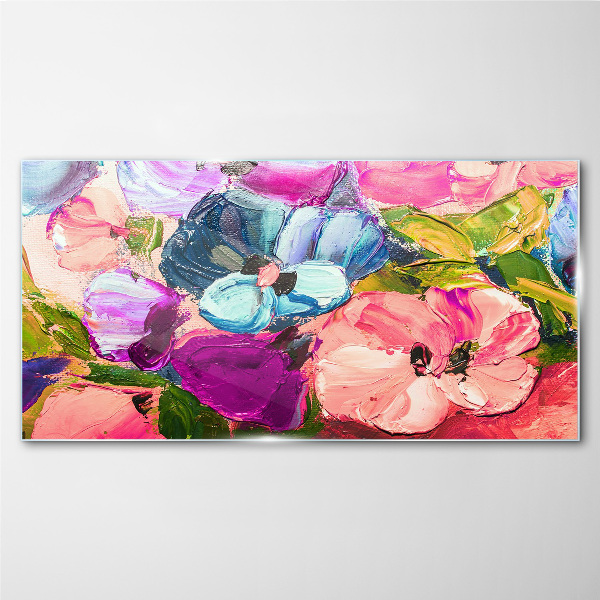 Glas foto Een bloemenexplosie van kleuren