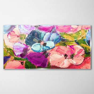 Glas foto Een bloemenexplosie van kleuren