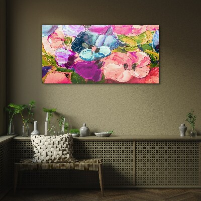 Glas foto Een bloemenexplosie van kleuren