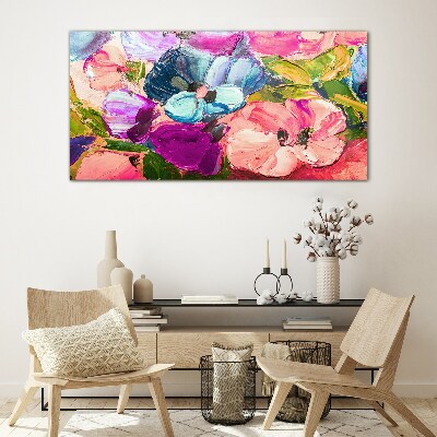 Glas foto Een bloemenexplosie van kleuren