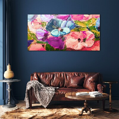 Glas foto Een bloemenexplosie van kleuren