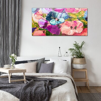 Glas foto Een bloemenexplosie van kleuren