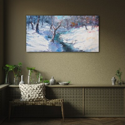 Glas foto Winterlandschap met een rivier
