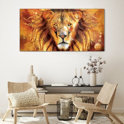 Glas foto Leeuw in Gouden Majesteit