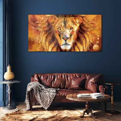 Glas foto Leeuw in Gouden Majesteit