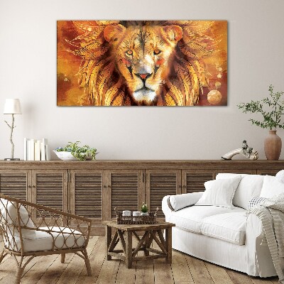 Glas foto Leeuw in Gouden Majesteit