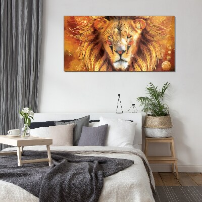 Glas foto Leeuw in Gouden Majesteit