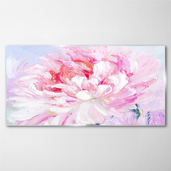 Foto op glas Roze pioenroos met een delicate gloed