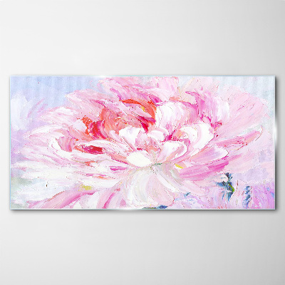 Foto op glas Roze pioenroos met een delicate gloed