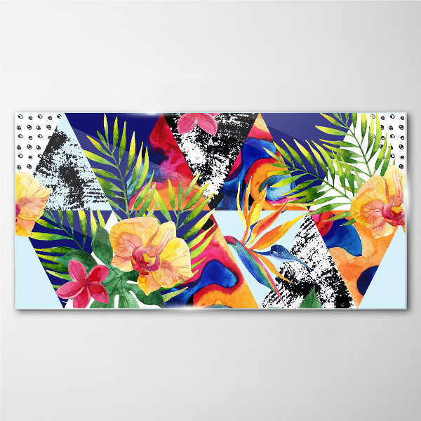 Glas foto Tropische mozaïek van kleuren