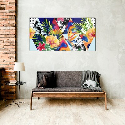 Glas foto Tropische mozaïek van kleuren