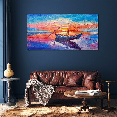 Foto op glas Zonsondergang boven kalm water