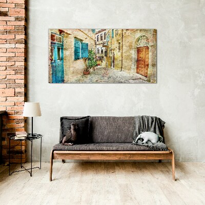 Glas foto Charmante straten in pastelkleuren