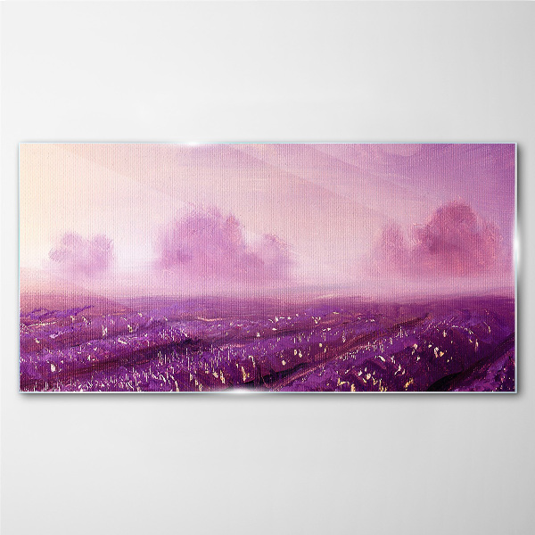 Schilderij op glas Paars landschap in de ochtend