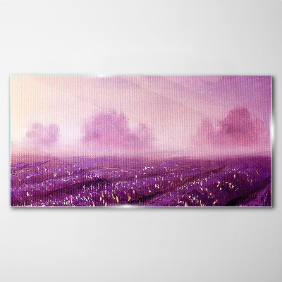 Schilderij op glas Paars landschap in de ochtend
