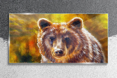 Glas foto Het gezicht van een beer in gouden tinten