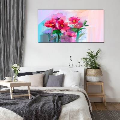 Glas foto Een bloemendans in pastelkleuren