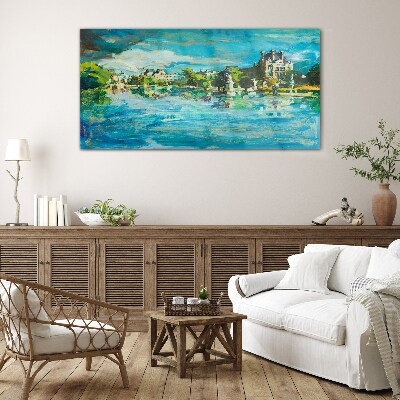 Foto op glas Het reservoir in het zonlicht