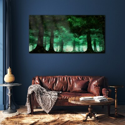 Glas foto Groen bos in het mistige licht