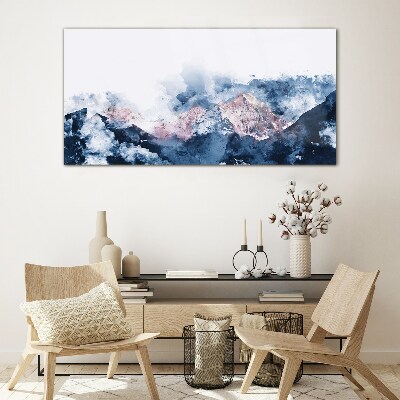 Schilderij op glas Berglandschap in blauwtinten