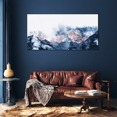 Schilderij op glas Berglandschap in blauwtinten