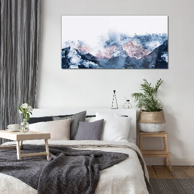 Schilderij op glas Berglandschap in blauwtinten