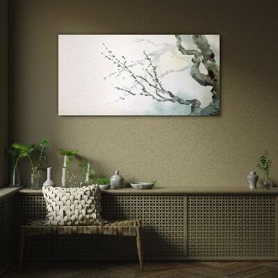 Foto op glas Delicate takken in aquarel