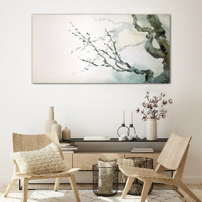 Foto op glas Delicate takken in aquarel