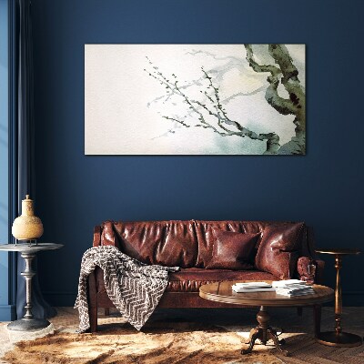 Foto op glas Delicate takken in aquarel