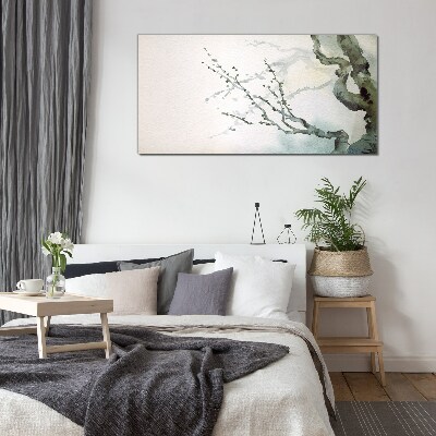 Foto op glas Delicate takken in aquarel