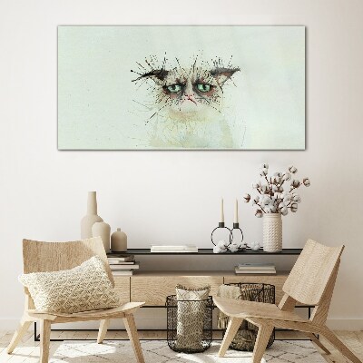 Glas foto Droevige kat met groene ogen