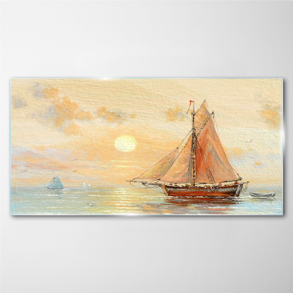 Schilderij op glas Een rustige ochtend op zee