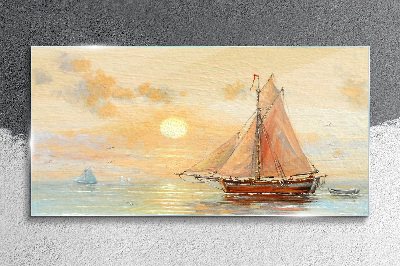 Schilderij op glas Een rustige ochtend op zee
