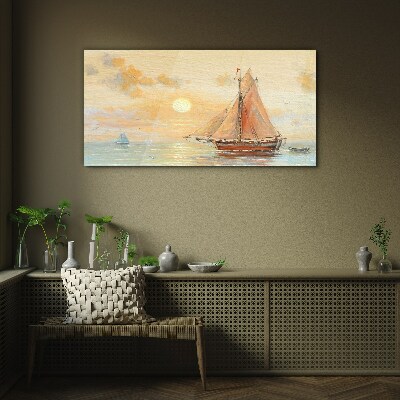 Schilderij op glas Een rustige ochtend op zee