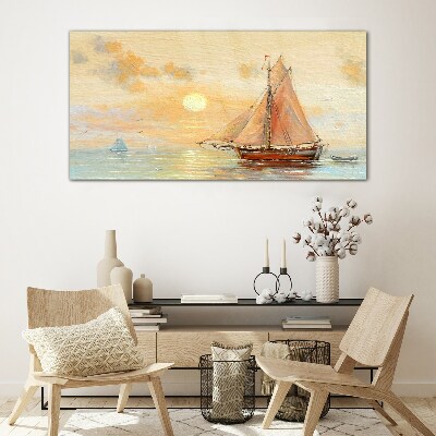 Schilderij op glas Een rustige ochtend op zee