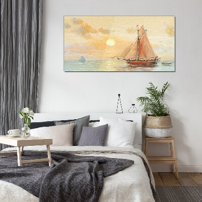 Schilderij op glas Een rustige ochtend op zee