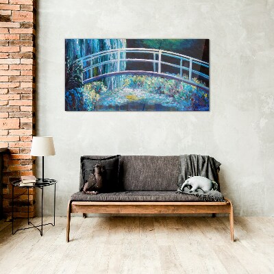 Foto op glas Brug op het water