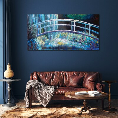 Foto op glas Brug op het water