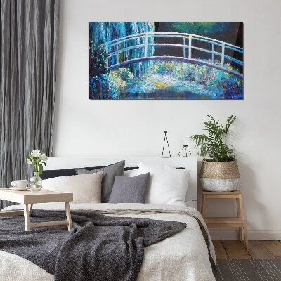 Foto op glas Brug op het water