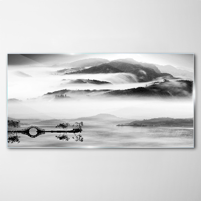 Glas foto Mistig bergpanorama