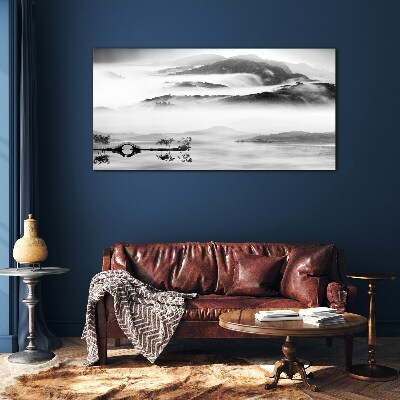 Glas foto Mistig bergpanorama