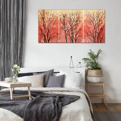 Foto op glas Herfstbomen in pastelkleuren