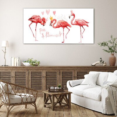 Glas foto Roze flamingo's met kronen
