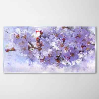 Schilderij op glas Bloemengenot in tinten paars