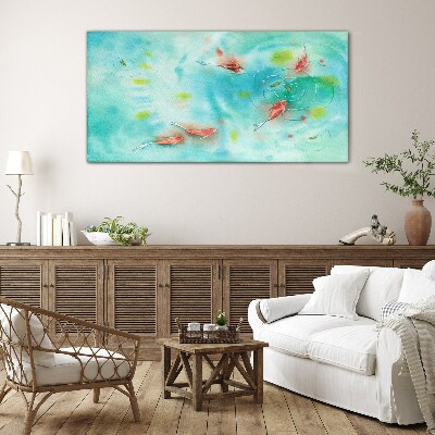 Foto op glas Kalm water met vissen