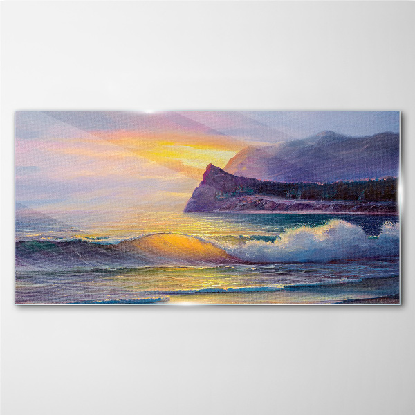 Schilderij op glas Zonsondergang boven de oceaan