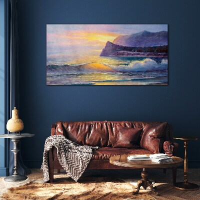 Schilderij op glas Zonsondergang boven de oceaan