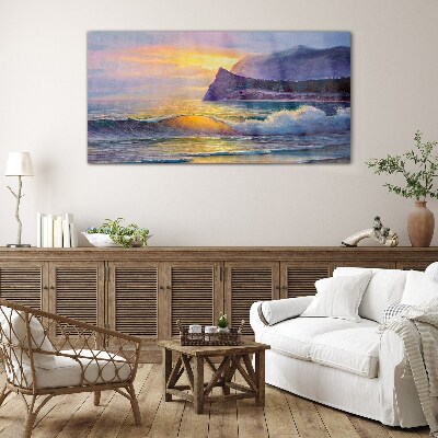 Schilderij op glas Zonsondergang boven de oceaan