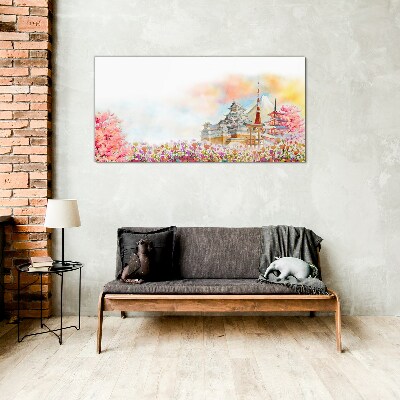 Foto op glas Japans lentelandschap