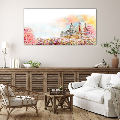 Foto op glas Japans lentelandschap